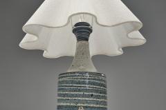 Frank Milo Tromborg White and Blue Glazed Stoneware Table Lamp by Frank Milo Tromborg Denmark 1970s - 4783562