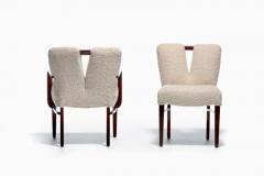 Frank Paul Besedick Set of 10 Paul Frankl Corset Back Dining Chairs in Ivory White Boucl c 1950s - 4014186