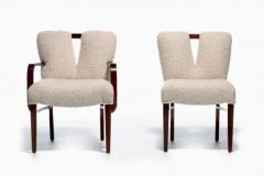 Frank Paul Besedick Set of 10 Paul Frankl Corset Back Dining Chairs in Ivory White Boucl c 1950s - 4014187