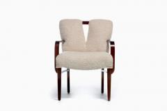 Frank Paul Besedick Set of 10 Paul Frankl Corset Back Dining Chairs in Ivory White Boucl c 1950s - 4014190