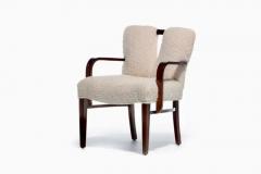 Frank Paul Besedick Set of 10 Paul Frankl Corset Back Dining Chairs in Ivory White Boucl c 1950s - 4014191