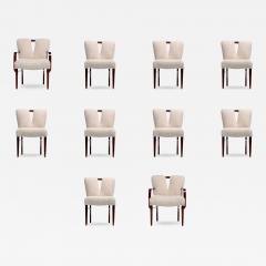 Frank Paul Besedick Set of 10 Paul Frankl Corset Back Dining Chairs in Ivory White Boucl c 1950s - 4015394