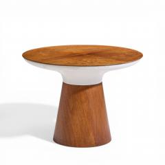 Frank Rohloff Frank Rohloff for Brown Saltman Mid Century Tulip Walnut Pedestal Side Table - 4546380