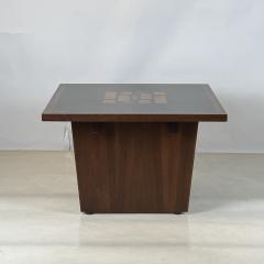 Frank Rohloff Pair of Black Resin and Walnut Inlay End Tables by Frank Rohloff - 4494274