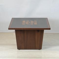 Frank Rohloff Pair of Black Resin and Walnut Inlay End Tables by Frank Rohloff - 4494275