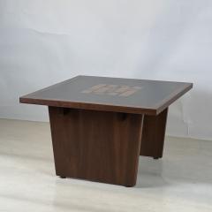 Frank Rohloff Pair of Black Resin and Walnut Inlay End Tables by Frank Rohloff - 4494276