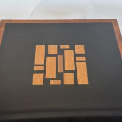 Frank Rohloff Pair of Black Resin and Walnut Inlay End Tables by Frank Rohloff - 4494281