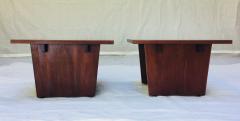 Frank Rohloff Pair of Frank Rohloff Walnut and Black Resin Mosaic End Tables California Studio - 784500