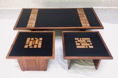 Frank Rohloff Walnut and Black Resin Coffee Table Frank Lohloff Studio Design California 1965 - 675317