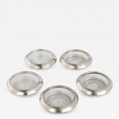 Frank Whiting Collection of five American silver and glass coasters by Frank M Whiting Co  - 4383429
