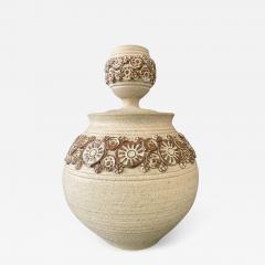 Frank Willett Wishon Harrell Studio Art Pottery Ceramic Lidded Vase with Appliqu Decoration - 2571846