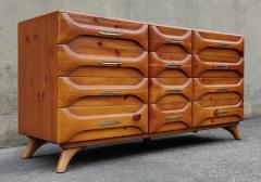 Franklin Shockey Franklin Shockey Sculptured Pine 6 Drawer Tall Dresser Mid Century Modern 1970s - 3059631