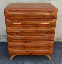 Franklin Shockey Franklin Shockey Sculptured Pine 6 Drawer Tall Dresser Mid Century Modern 1970s - 3192795