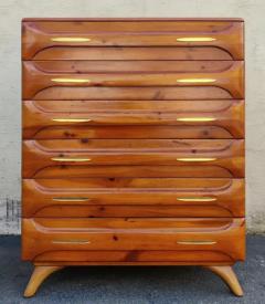 Franklin Shockey Franklin Shockey Sculptured Pine 6 Drawer Tall Dresser Mid Century Modern 1970s - 3192796