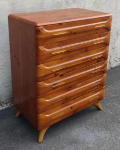 Franklin Shockey Franklin Shockey Sculptured Pine 6 Drawer Tall Dresser Mid Century Modern 1970s - 3192797