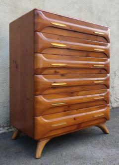Franklin Shockey Franklin Shockey Sculptured Pine 6 Drawer Tall Dresser Mid Century Modern 1970s - 3192798
