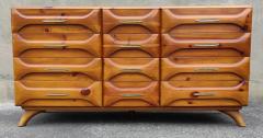 Franklin Shockey Franklin Shockey Sculptured Pine 9 Drawer Dresser or Cabinet Mirror 1970s MCM - 3059615