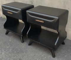 Franklin Shockey Pair Franklin Shockey Sculptured Pine Black Laquered Nightstands or End Tables - 3192806
