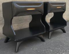Franklin Shockey Pair Franklin Shockey Sculptured Pine Black Laquered Nightstands or End Tables - 3192847
