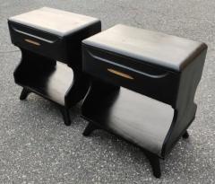 Franklin Shockey Pair Franklin Shockey Sculptured Pine Black Laquered Nightstands or End Tables - 3192884
