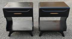 Franklin Shockey Pair Franklin Shockey Sculptured Pine Black Laquered Nightstands or End Tables - 3192887
