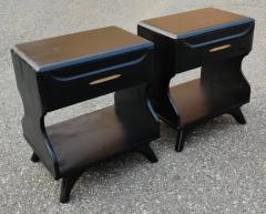 Franklin Shockey Pair Franklin Shockey Sculptured Pine Black Laquered Nightstands or End Tables - 3192899