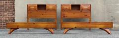 Franklin Shockey Pair Franklin Shockey Sculptured Pine Twin Beds 1 Night stand King Size MCM - 3059701