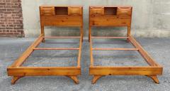 Franklin Shockey Pair Franklin Shockey Sculptured Pine Twin Beds 1 Night stand King Size MCM - 3059702