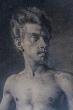 Frans Schwartz 1850 1917 Bust of a Man Chalk on Paper Danish - 2363497