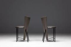 Frans van Praet Sevilla Chairs by Frans Van Praet in Grey Leather Belgium 1990s - 3575131