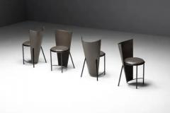 Frans van Praet Sevilla Chairs by Frans Van Praet in Grey Leather Belgium 1990s - 3575133