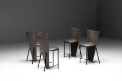 Frans van Praet Sevilla Chairs by Frans Van Praet in Grey Leather Belgium 1990s - 3575134