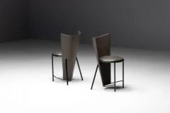 Frans van Praet Sevilla Chairs by Frans Van Praet in Grey Leather Belgium 1990s - 3575138