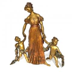Franz Bergmann Franz Bergman Bronze Mother And Children - 3357264