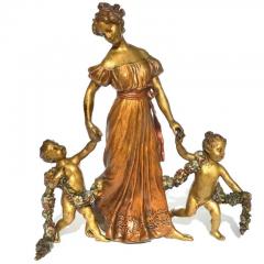 Franz Bergmann Franz Bergman Bronze Mother And Children - 3357265