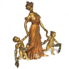 Franz Bergmann Franz Bergman Bronze Mother And Children - 3357266
