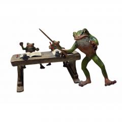 Franz Bergmann Vienna Cold Painted Bronze Frogs Teaching Sculpture by Franz Bergmann - 4606977