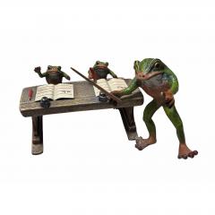 Franz Bergmann Vienna Cold Painted Bronze Frogs Teaching Sculpture by Franz Bergmann - 4606980