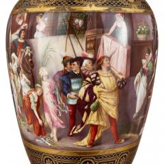 Franz D rfl A large ornamental Viennese gilt porcelain vase depicting Charles V - 3009100