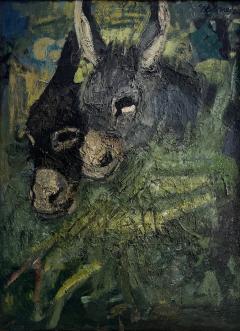Franz Elsner Painting of Two Donkeys or Burros by Franz Elsner Austria 1960 - 4501795