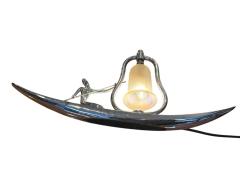 Franz Hagenauer ART DECO STYLIZED NUDE WITH PADDLE ON CANOE LAMP IN THE MANNER OF HAGENAUER - 4442734