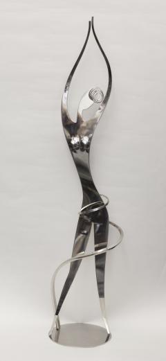 Franz Hagenauer Franz Hagenauer Modernist Nickel Plated Brass Sculpture of Dancer 1986 Austria - 2930786