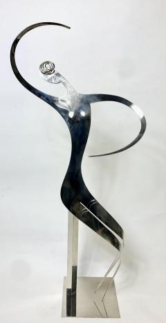 Franz Hagenauer Franz Hagenauer Modernist Nickel Plated Brass Sculpture of Dancer 1986 Austria - 2930866