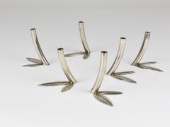 Franz Hagenauer Werkst tte Hagenauer Up to 6 Soliflore Leaf Vases Brass Nickel Vienna 1960s - 4431430