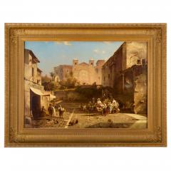 Franz Richard Unterberger Large antique oil painting of an Italian street scene by Franz R Unterberger - 4247645