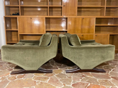 Franz Sartori Italian Mid Century Olive Green Velvet Armchairs by Franz Sartori for Flexform - 2603024