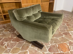 Franz Sartori Italian Mid Century Olive Green Velvet Armchairs by Franz Sartori for Flexform - 2603028