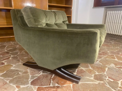 Franz Sartori Italian Mid Century Olive Green Velvet Armchairs by Franz Sartori for Flexform - 2603034