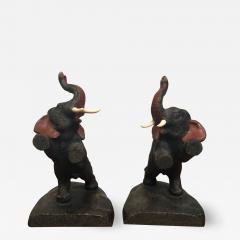 Franz Walter Bergmann PLAYFUL POLYCHROMED AUSTRIAN BRONZE ELEPHANT BOOKENDS - 1180980