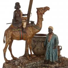 Franz Xaver Bergmann Antique Viennese cold painted bronze sculpture with a camel by Bergman - 3354622